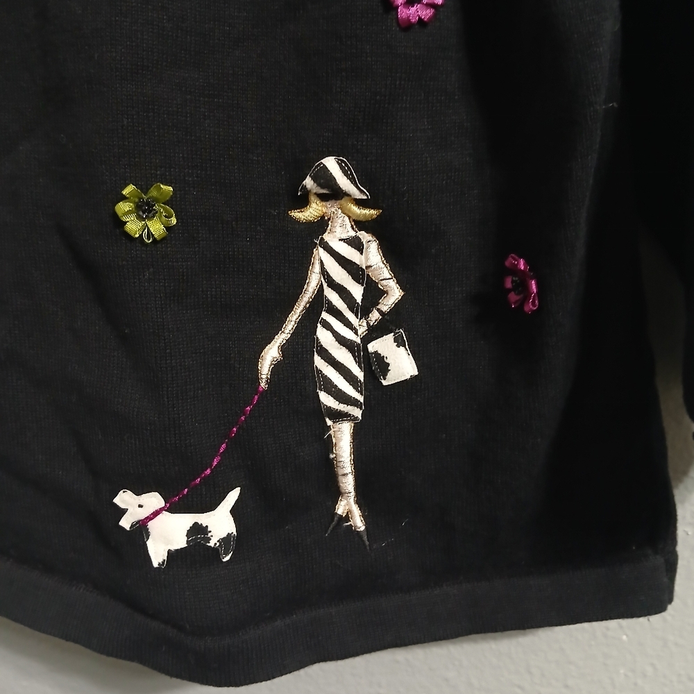 MARISA CHRISTINA Women's Black Patterned Sweater‎ - Picture 11 of 16